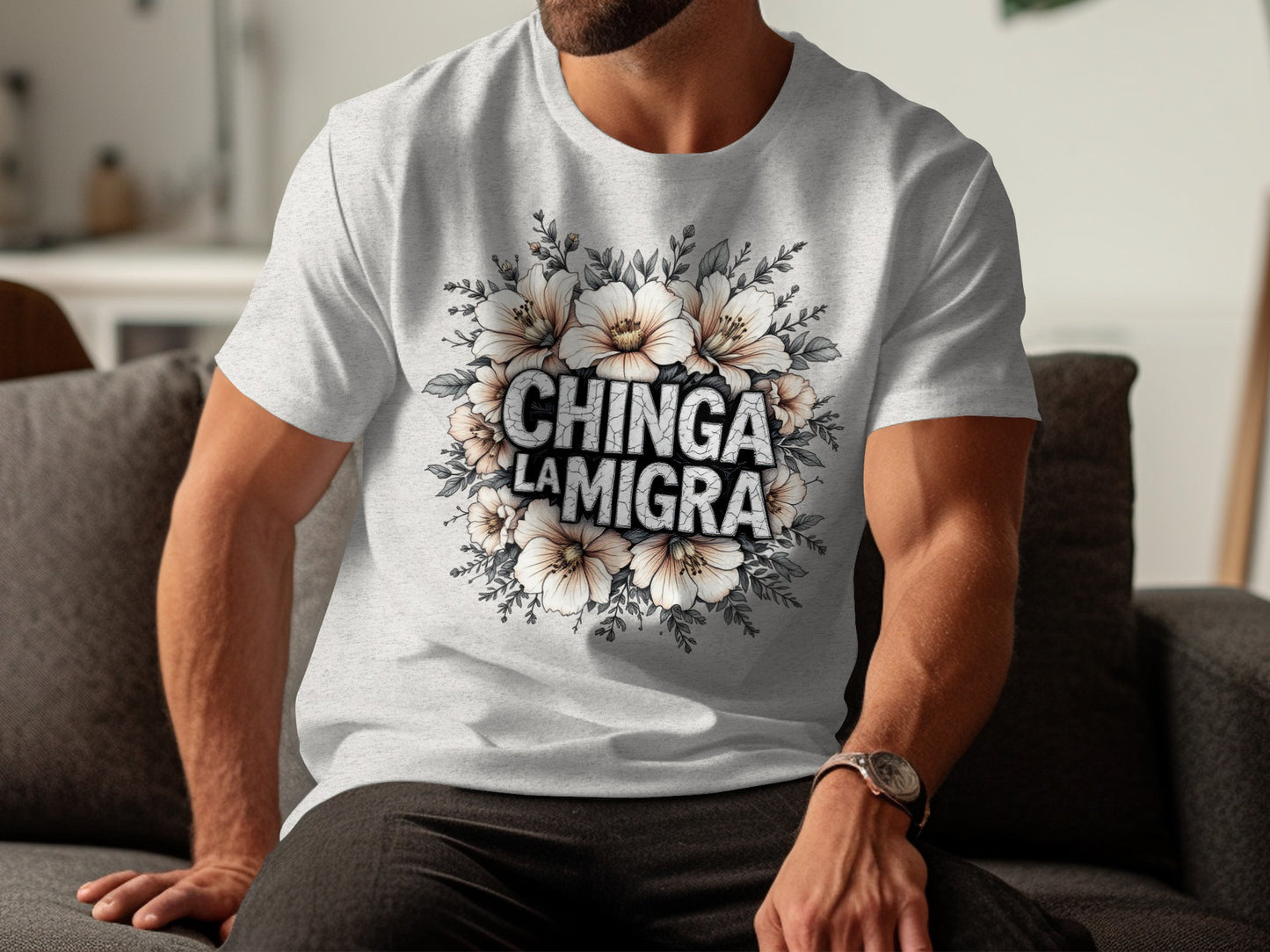 Chinga La Migra Graphic Floral T-Shirt product