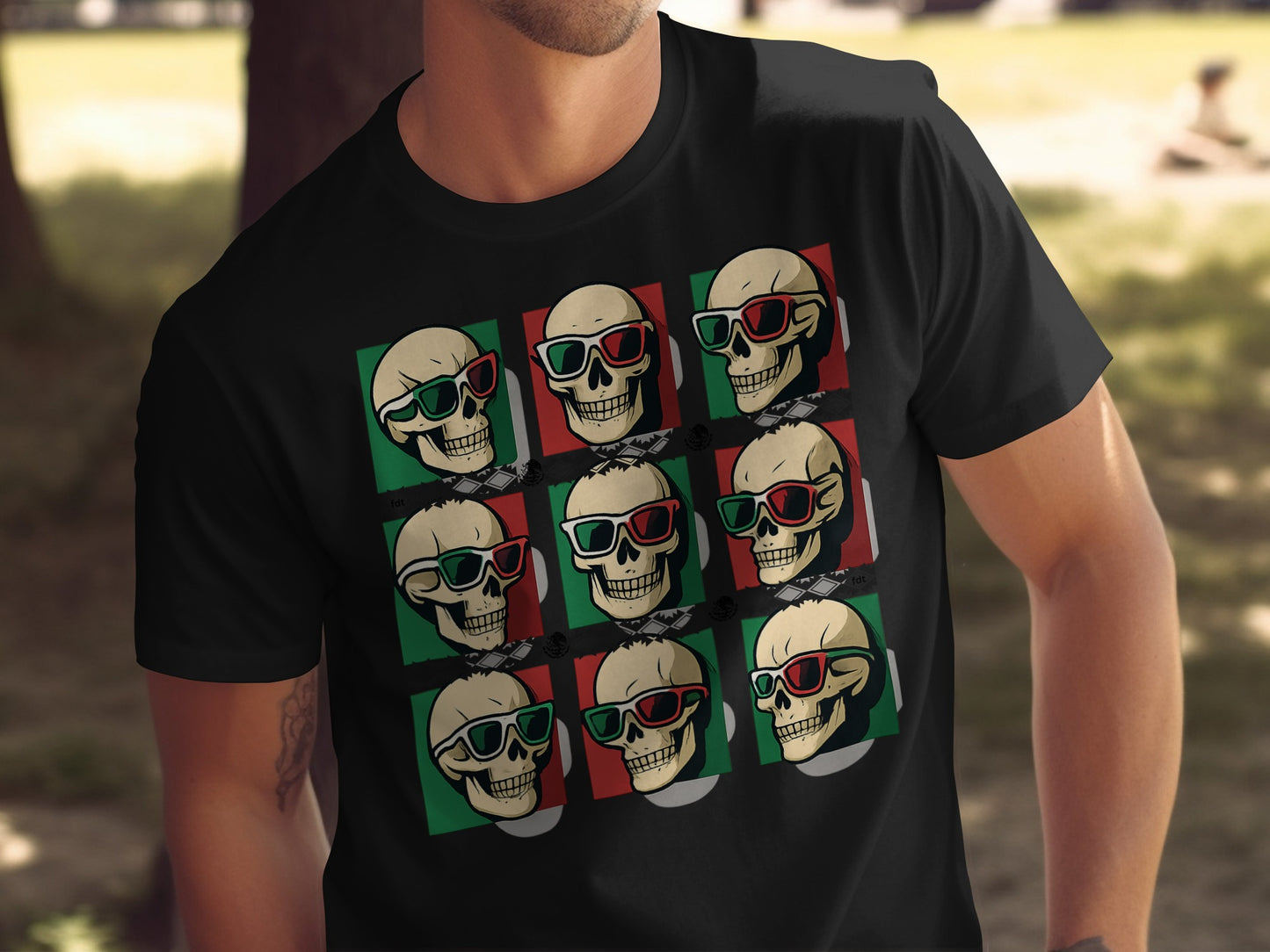 Stylish Multicolor Skull Design Graphic Tee product