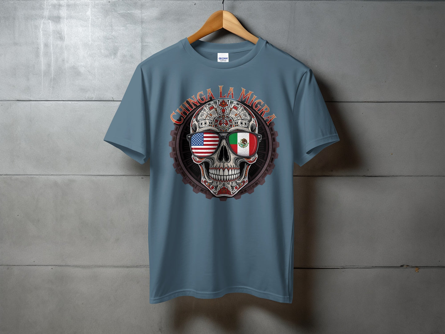Chinga La Migra Skull Design Graphic T-Shirt product
