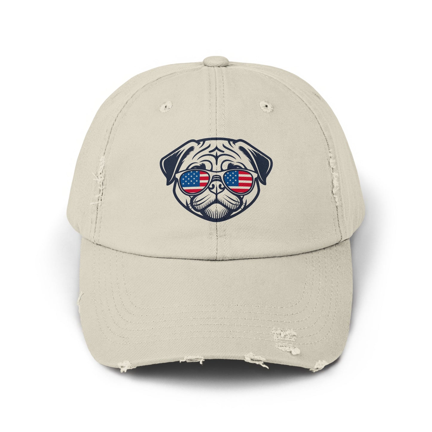 Patriotic Pug with USA Flag Sunglasses Hat product type
