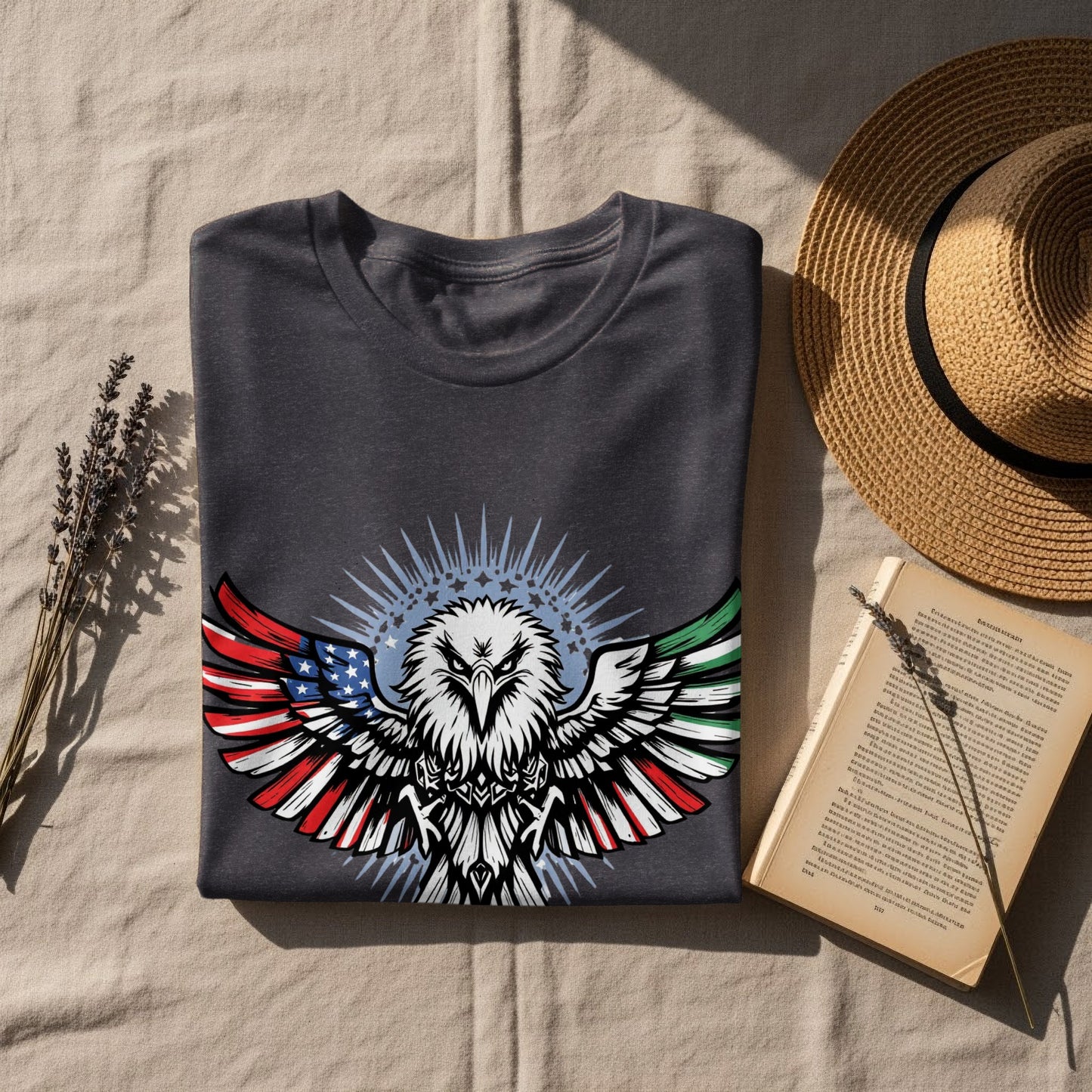 Patriotic Eagle with Flag Colors Graphic Tee Shirt Product
