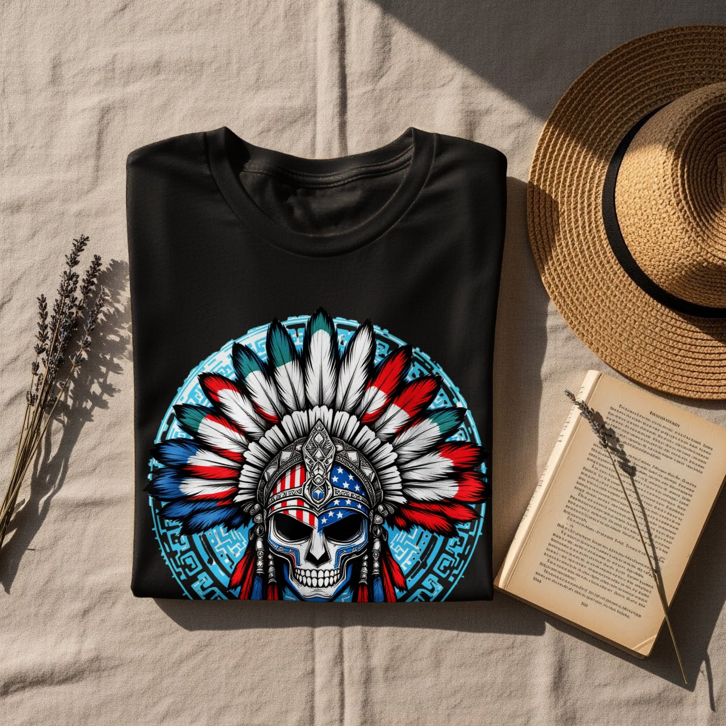 Vintage Native American Skull Design T-Shirt product