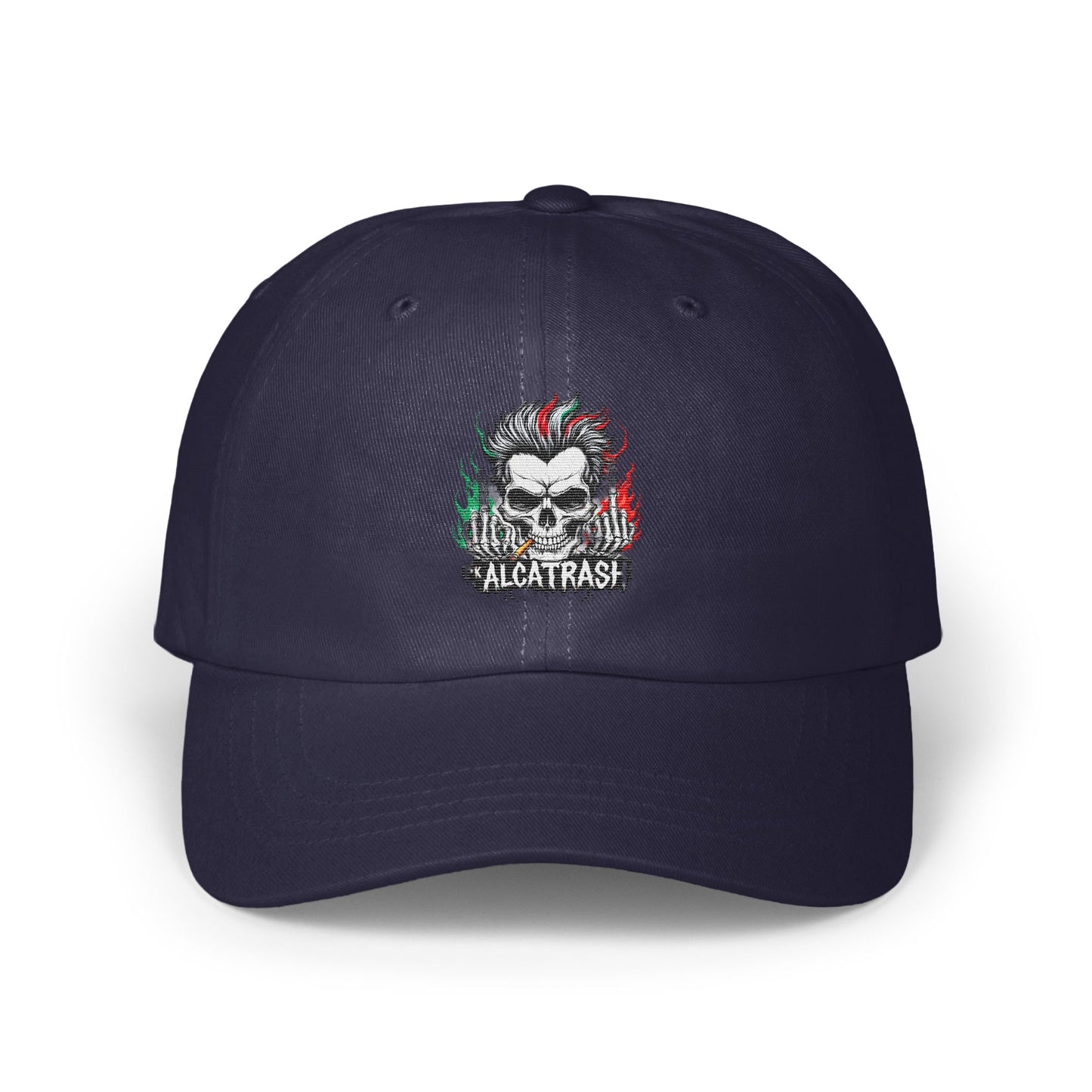 Alcatrash Black Baseball Cap with Detailed Skull Design product