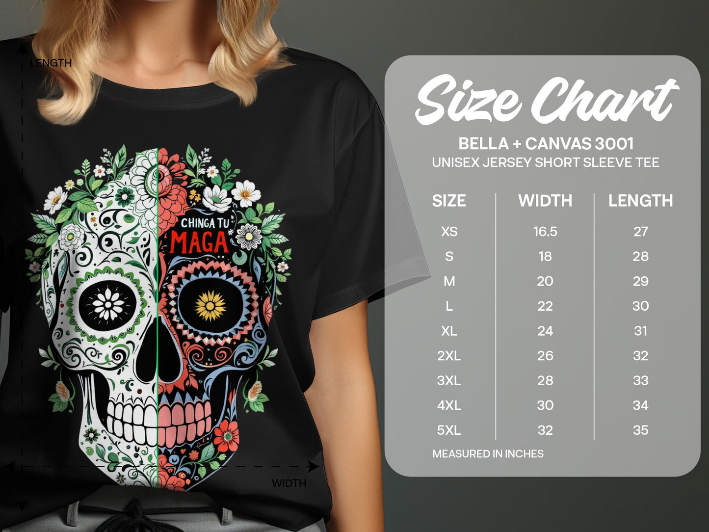 Floral Sugar Skull Design Unisex Jersey Short Sleeve Tee product