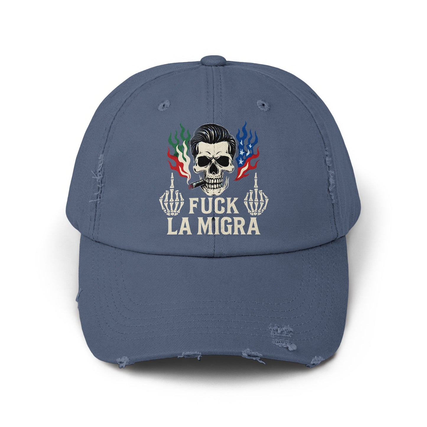 Skull Middle Finger Design Blue Cap product type