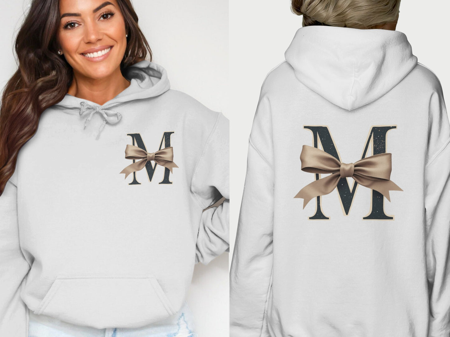 Stylish Hoodie with Elegant Bow and Monogram Design product