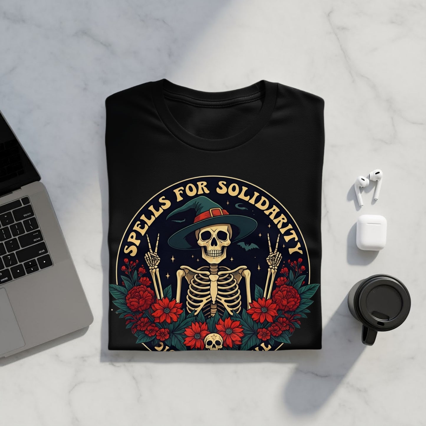 Spells for Solidarity Skeleton with Flowers Shirt product