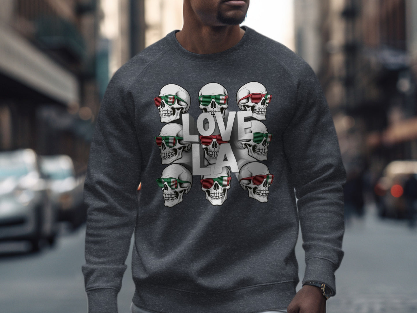Love LA Skull Design Black Graphic Sweatshirt product