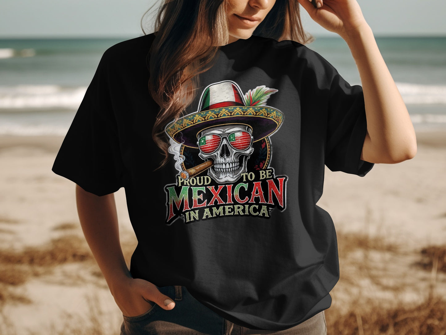 Proud To Be Mexican In America Skull T-Shirt product