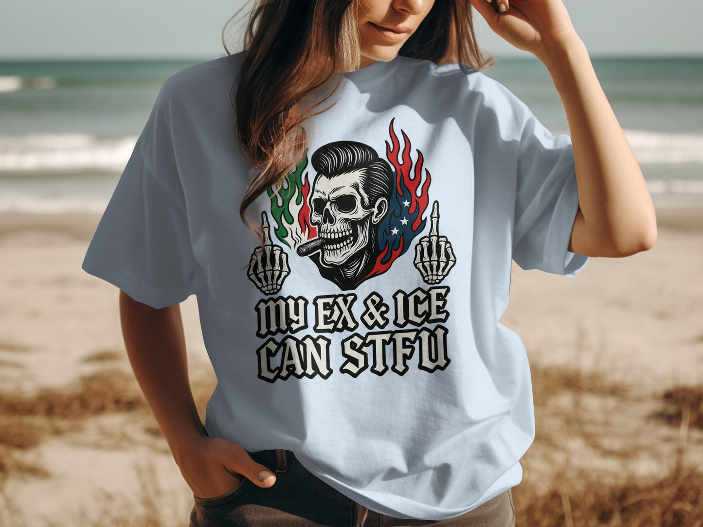 Edgy Graphic Statement Tee with Skull Design product