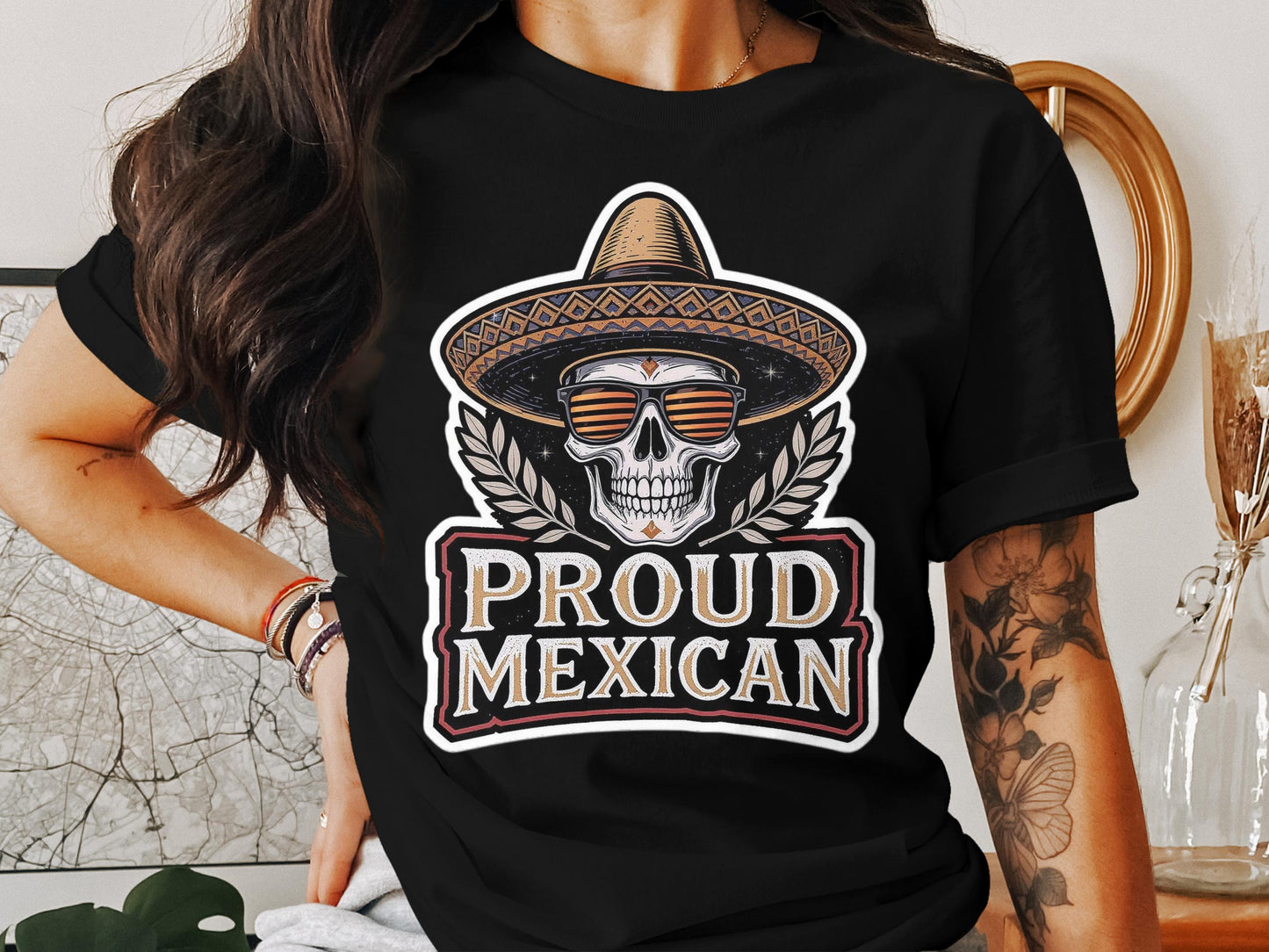 Bold Proud Mexican Skull Design Tee product