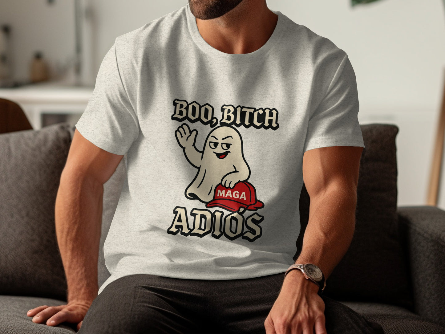 Boo Bitch Adios Cartoon Ghost Design T-Shirt product