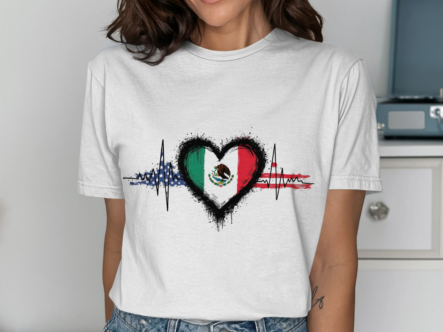 Mexican Flag Heartbeat Graphic Tee product type