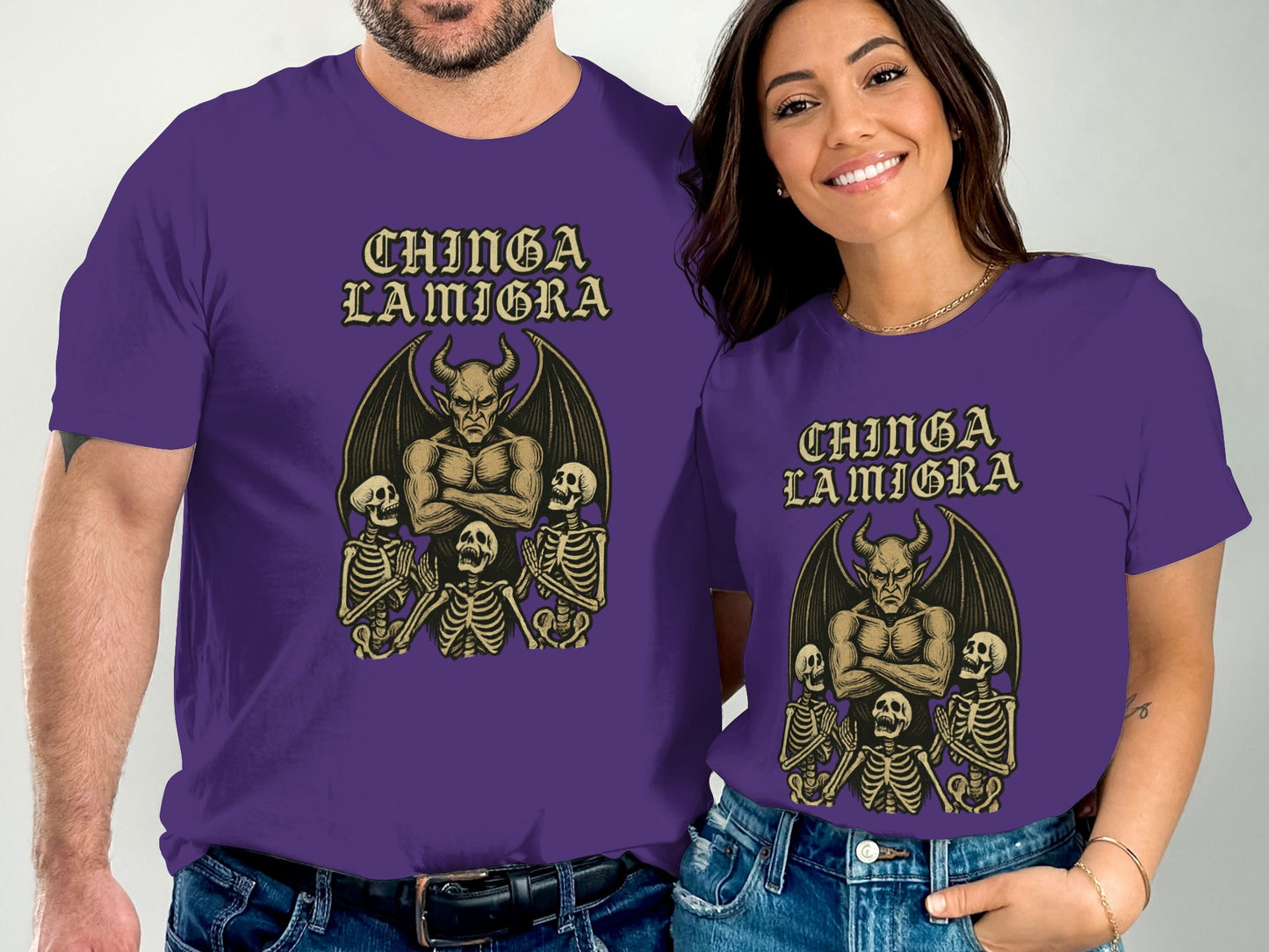 Chinga La Migra Demon and Skeletons Graphic Shirt product