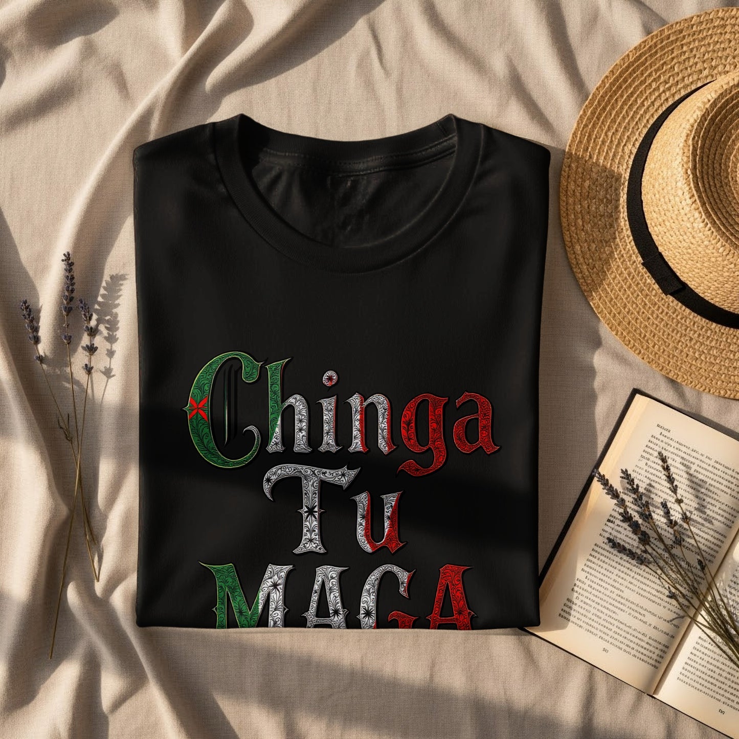 Chinga Tu Maga Black Graphic Tee Shirt product