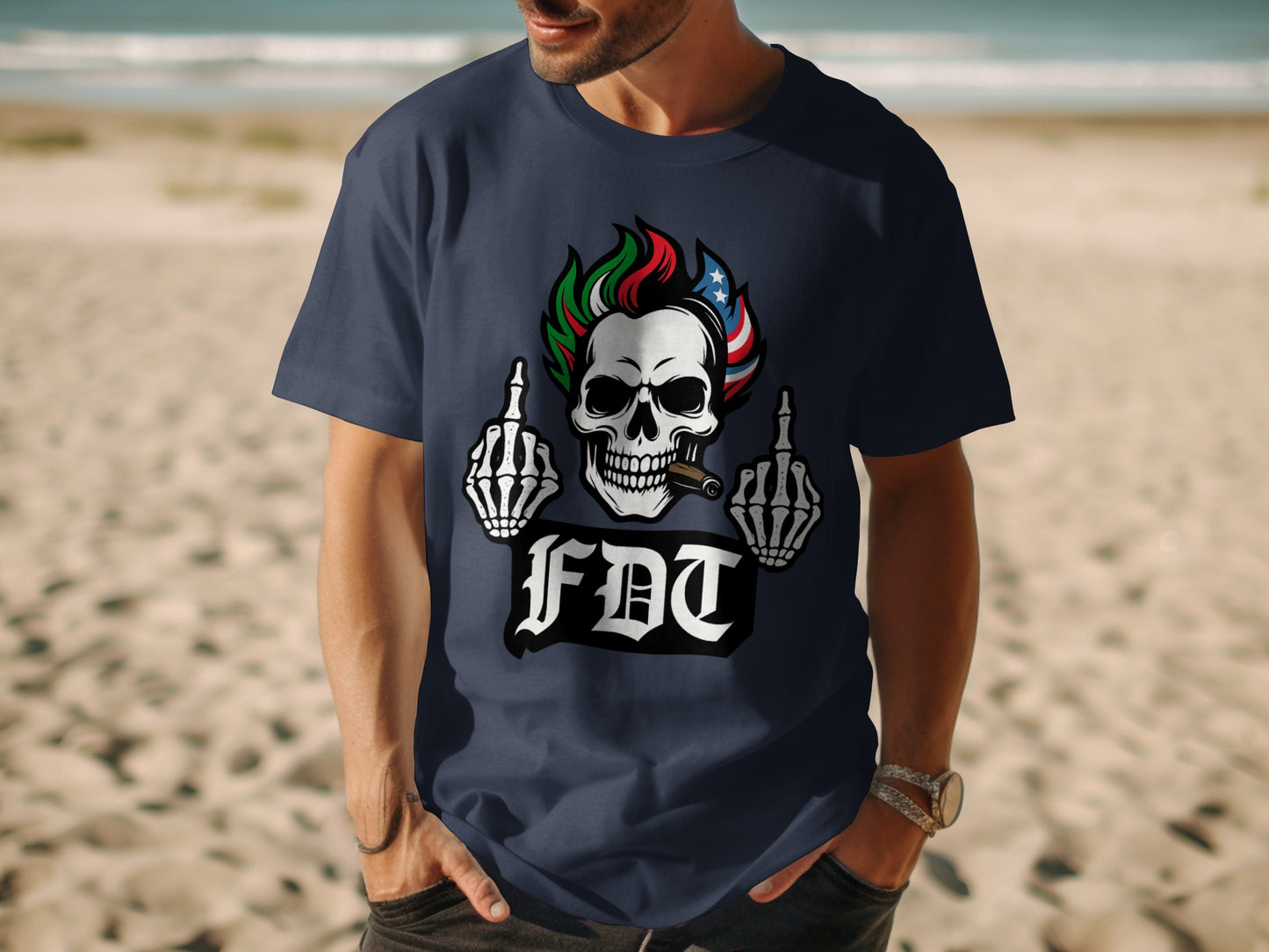 FDT Skull Design Tee with Skeleton Hands product type