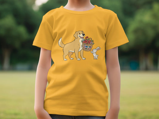 Cute Dog and Rabbit Carrying Flowers Graphic Tee