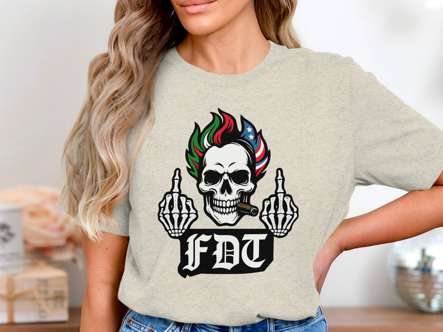 FDT Skull Hand Gesture Graphic Unique Art T-shirt product