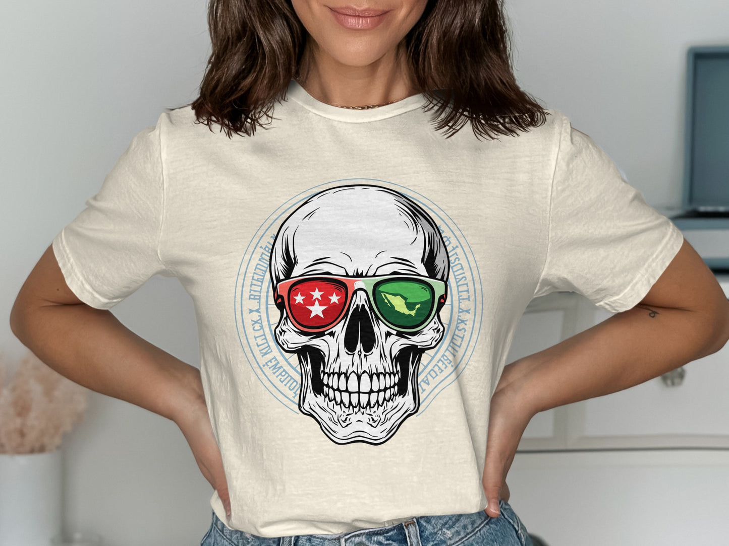 Patriotic Skull With Sunglasses Graphic T-shirt product
