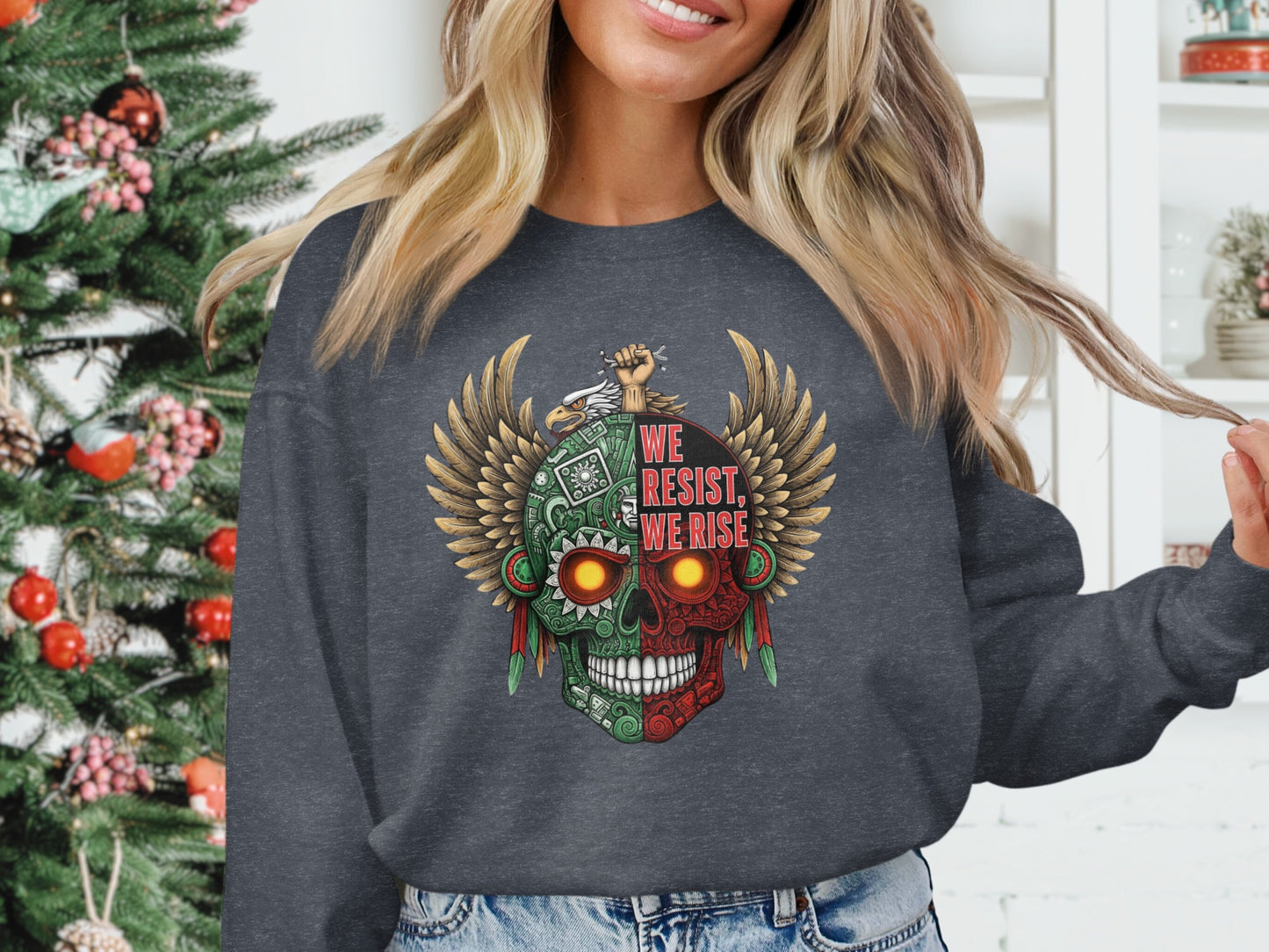 We Resist We Rise Wings Skull Graphic Sweatshirt product type