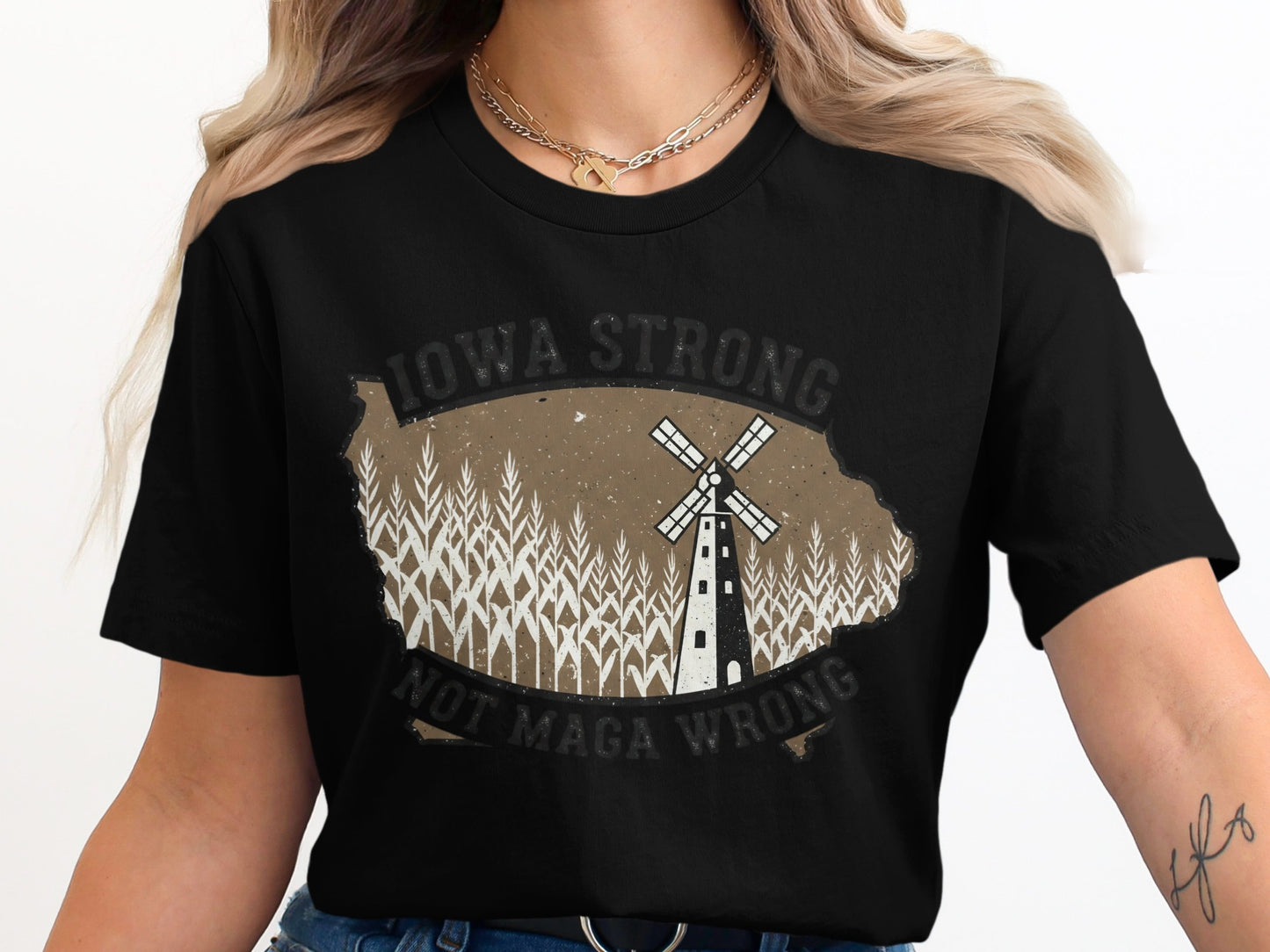 Iowa Strong Not MAGA Wrong Black T-Shirt product