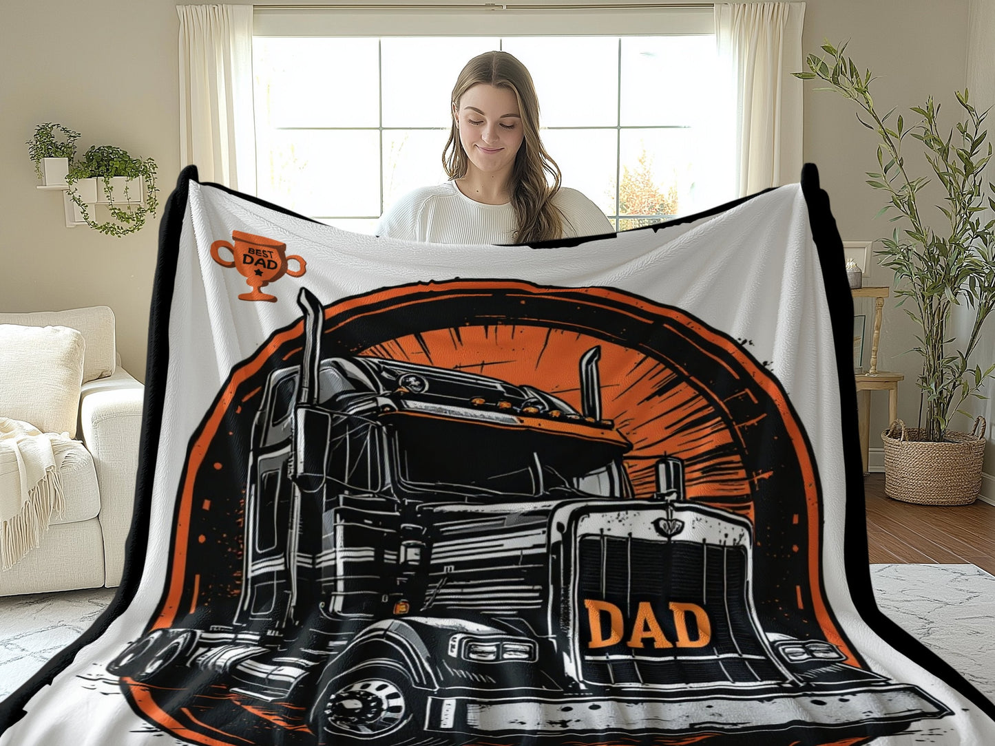 Best Dad Trophy Winner Truck Fleece Blanket product type