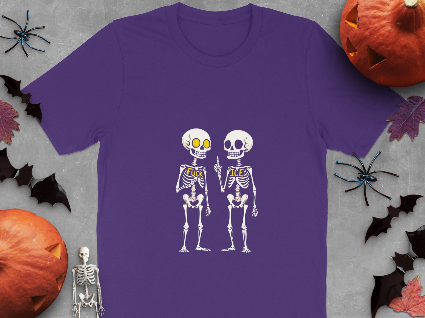 Playful Skeletons Purple Halloween T-Shirt product type