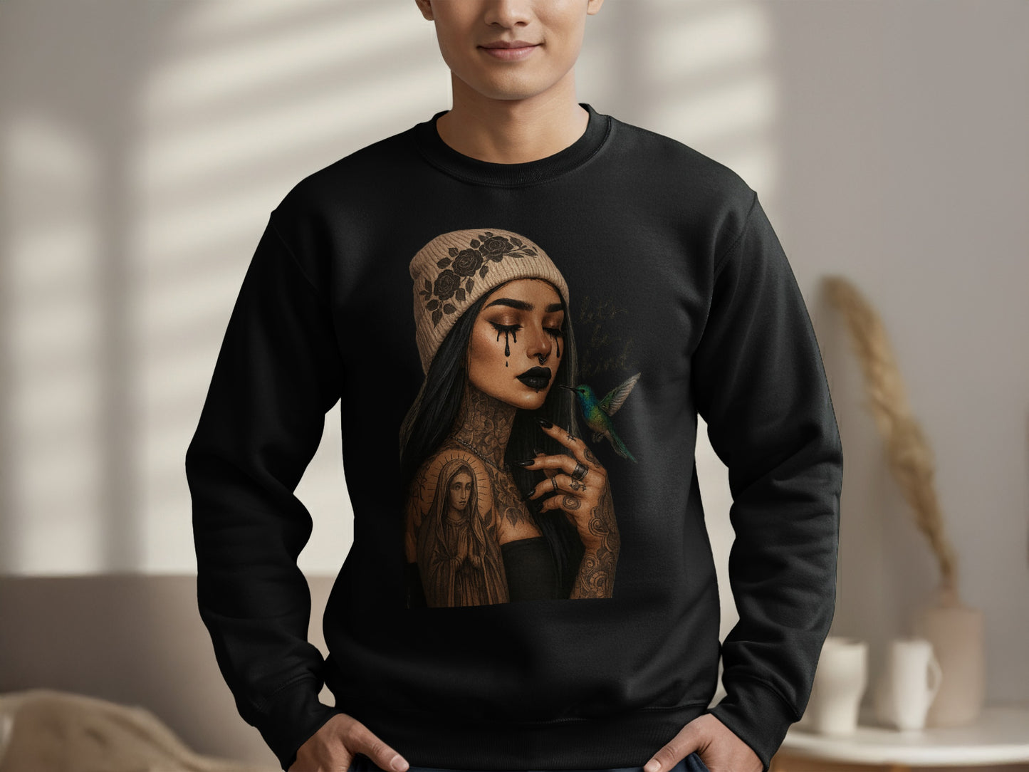 Artistic Tattooed Woman and Hummingbird Sweater product
