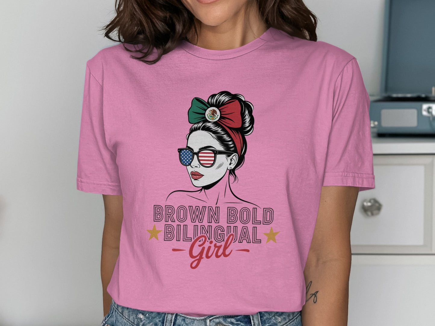 Brown Bold Bilingual Girl Graphic T Shirt product