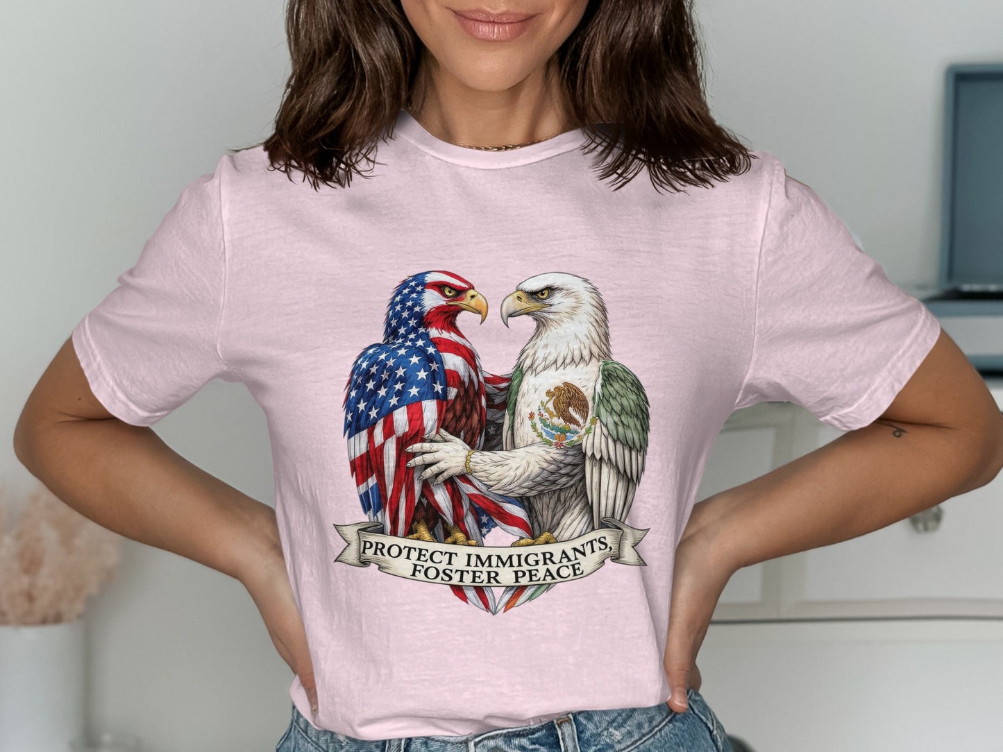 Protect Immigrants Foster Peace Graphic T-Shirt product type