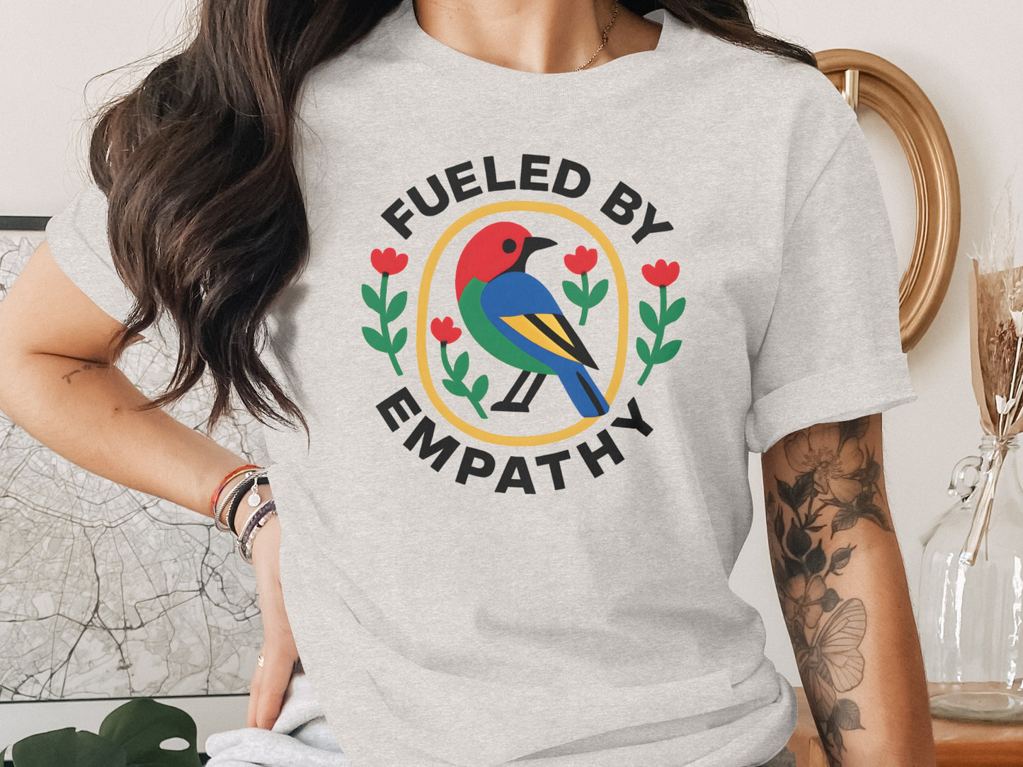 Fueled by Empathy Colorful Bird Graphic T-shirt product type