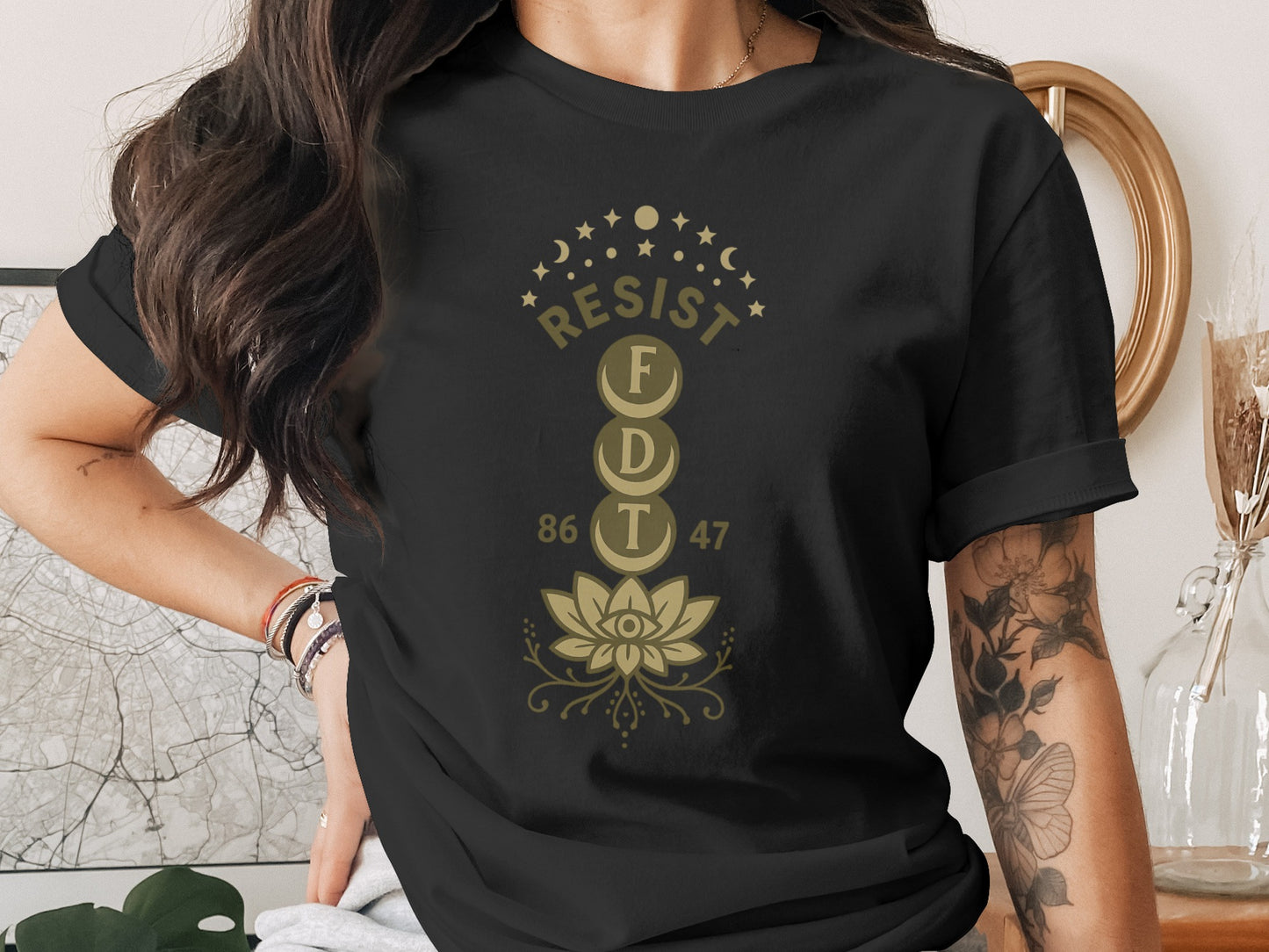 Resist FDT 8647 Lotus Flower Design T-Shirt