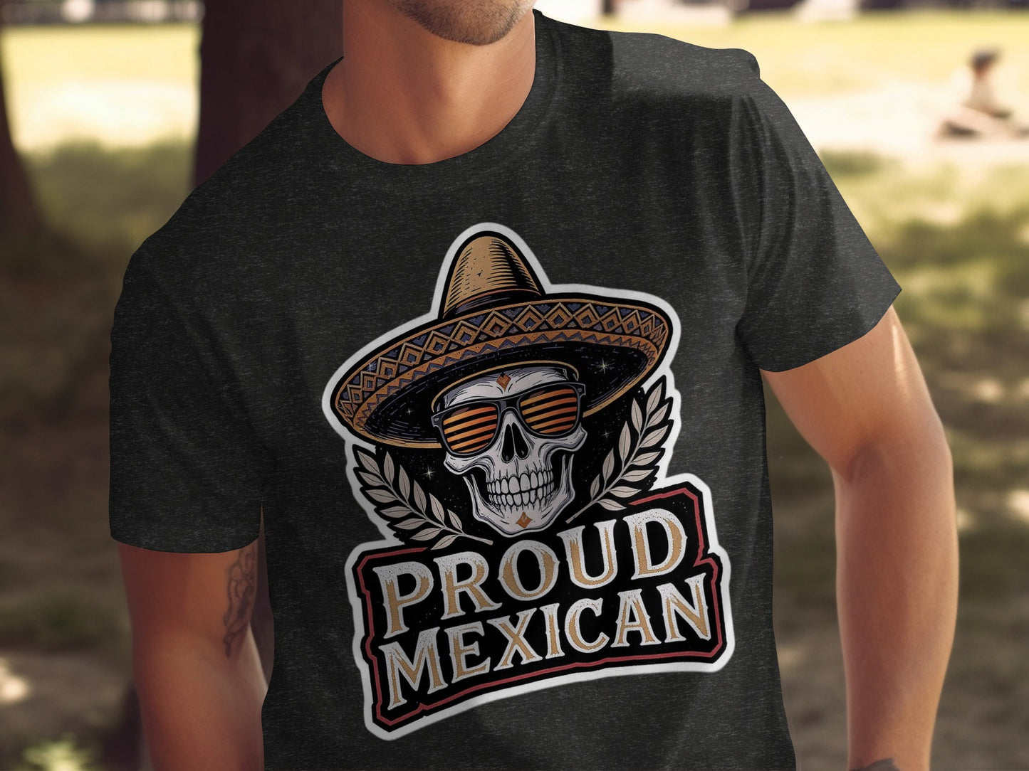 Proud Mexican Skull with Hat Graphic T-shirt product
