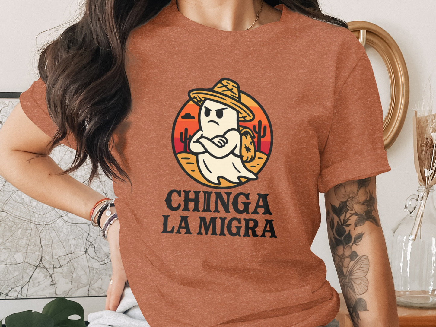 Chinga La Migra Ghost Character Graphic T-Shirt product