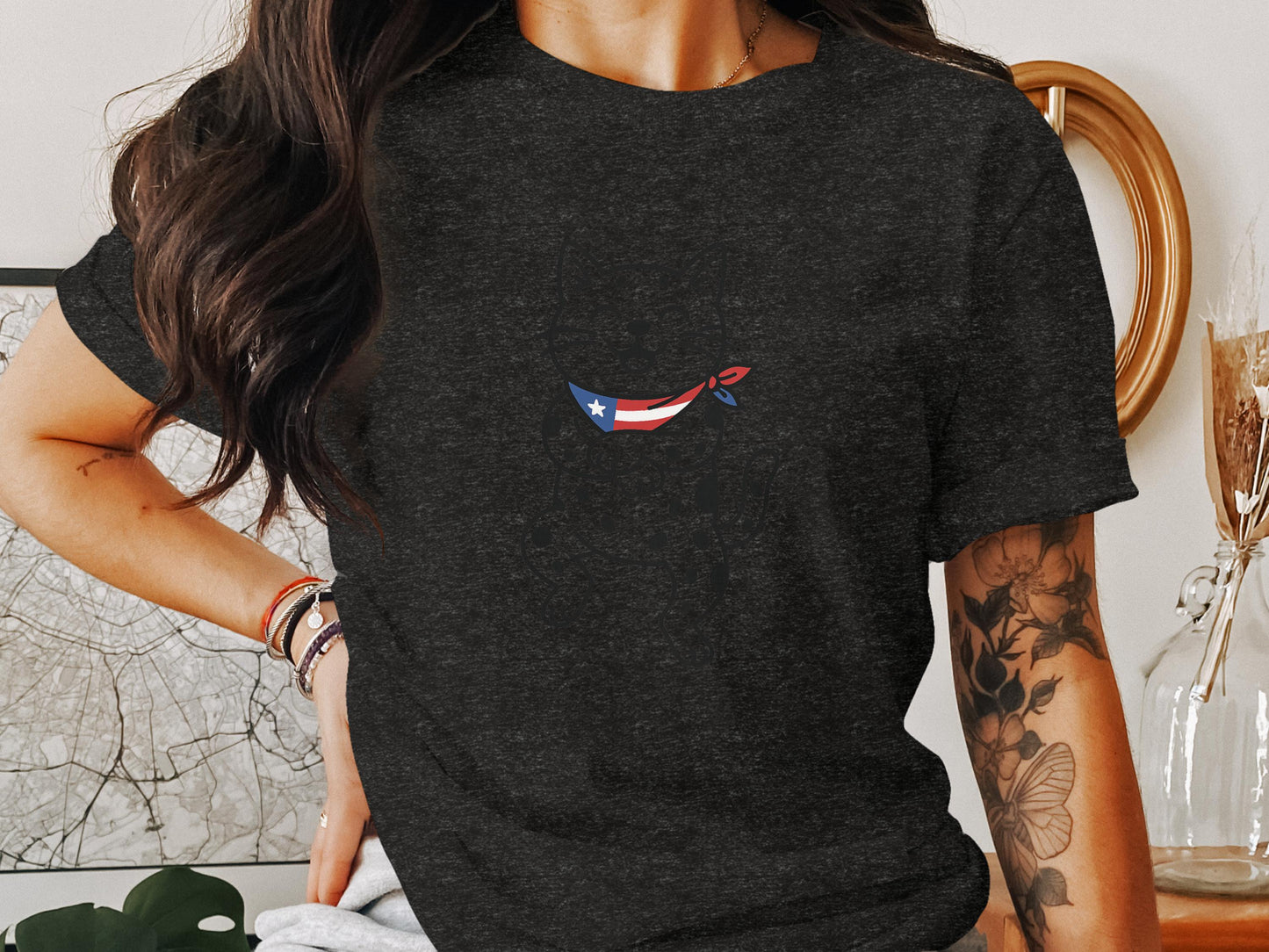 Patriotic Dagger Graphic Charcoal Tee Shirt product