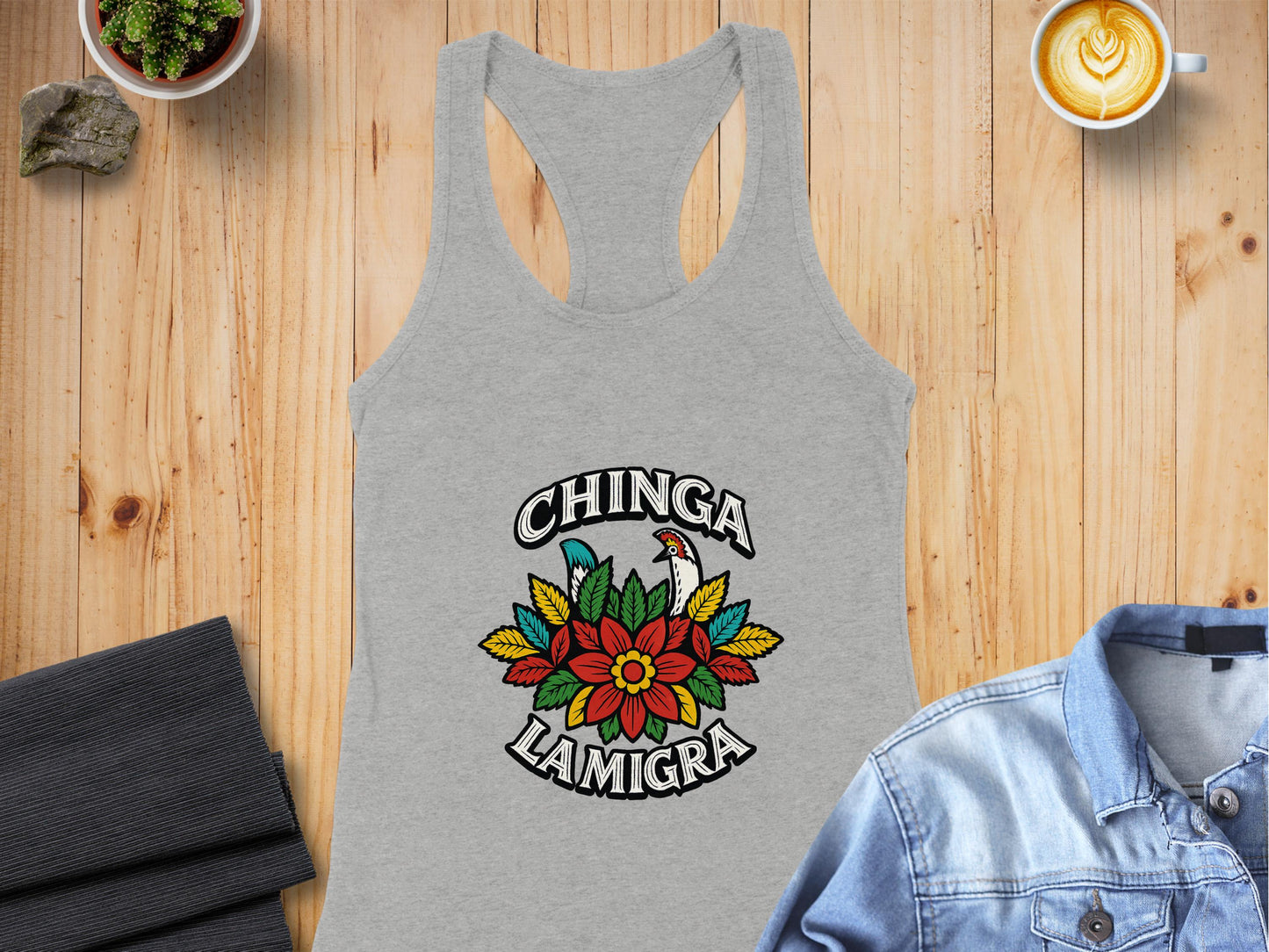 Chinga Lamigra Flower Design Graphic Tank Top product