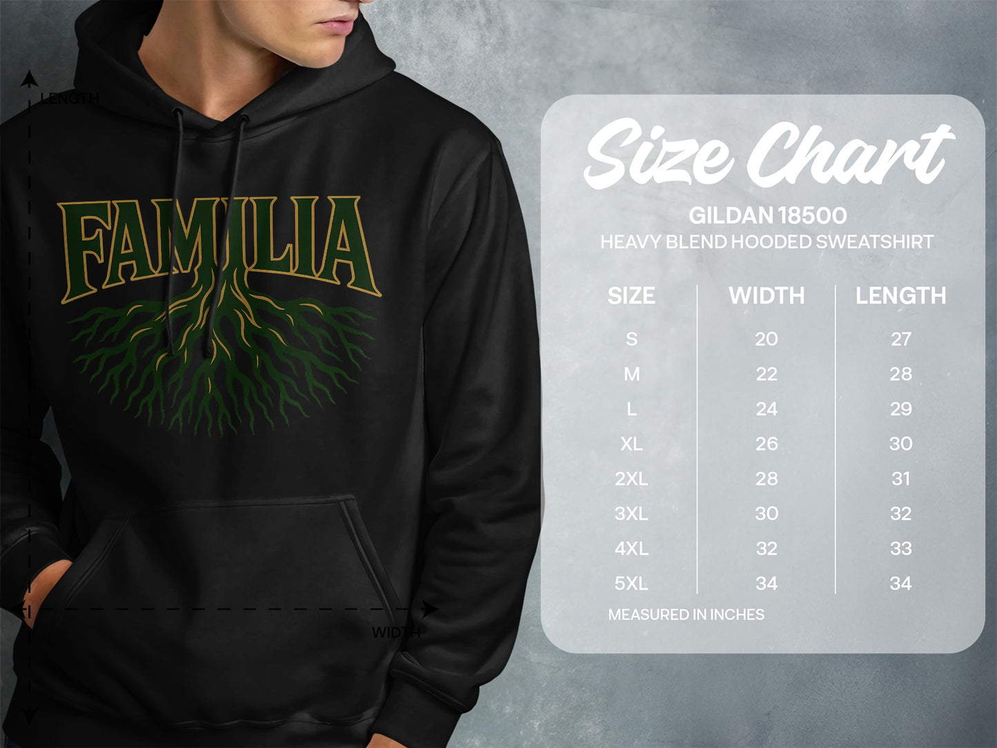 Stylish Familia Graphic Heavy Blend Hooded Sweatshirt product type