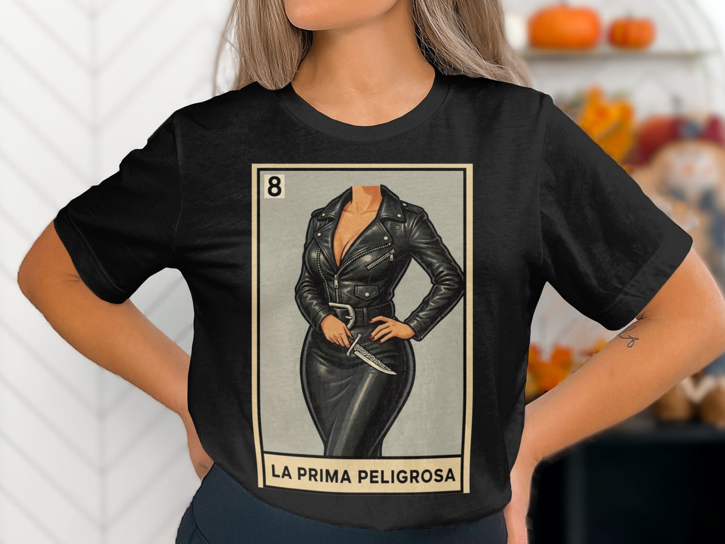 Halloween Ideas Custom Mexican Loteria La Prima Peligrosa T-Shirts