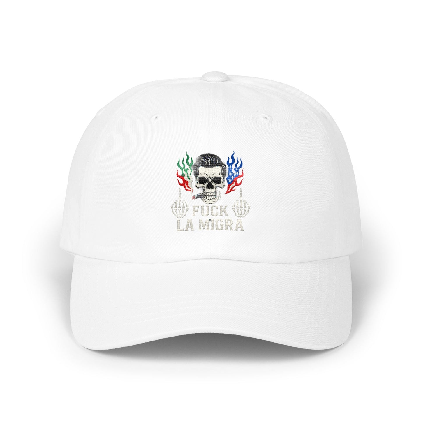 Skull Design Embroidered White Cap Hat Product