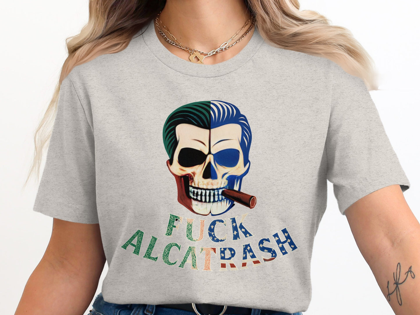 Two Faced Skull Design Statement T-Shirt product type
