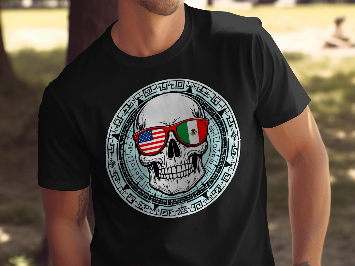 Skull with Dual Flag Sunglasses T-Shirt product