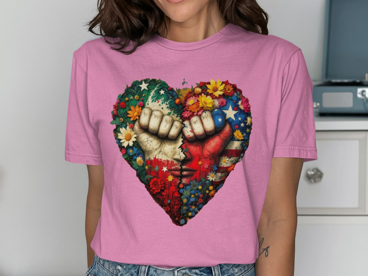 Heart Fists and Flowers Graphic Tee product