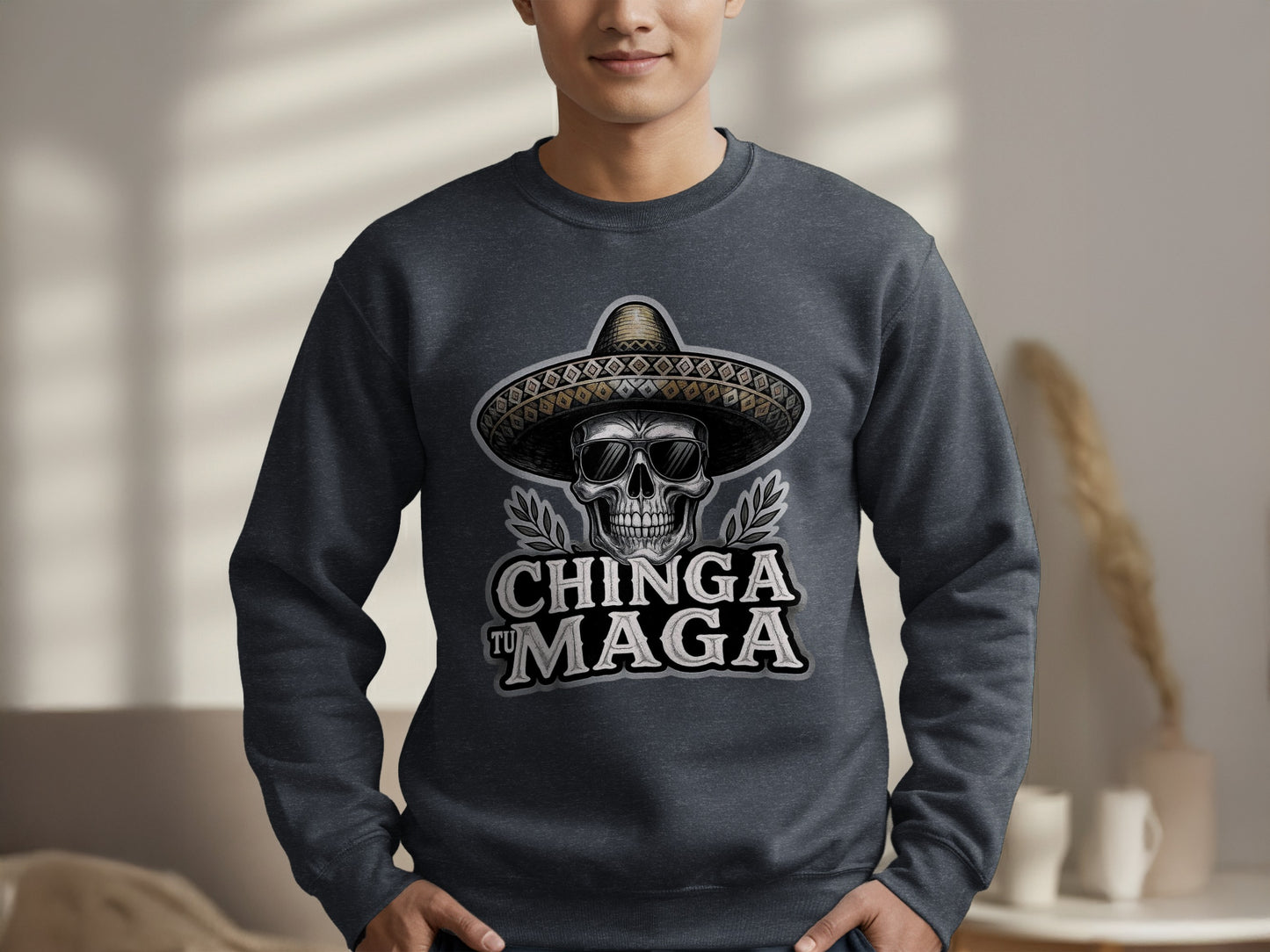 Chinga Tu Maga Artistic Skull Graphic Design Sweatshirt product