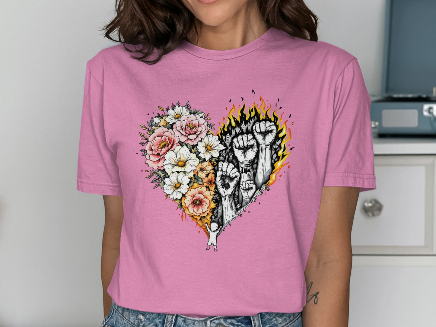 Heart and Fist Graphic Print T-Shirt product type