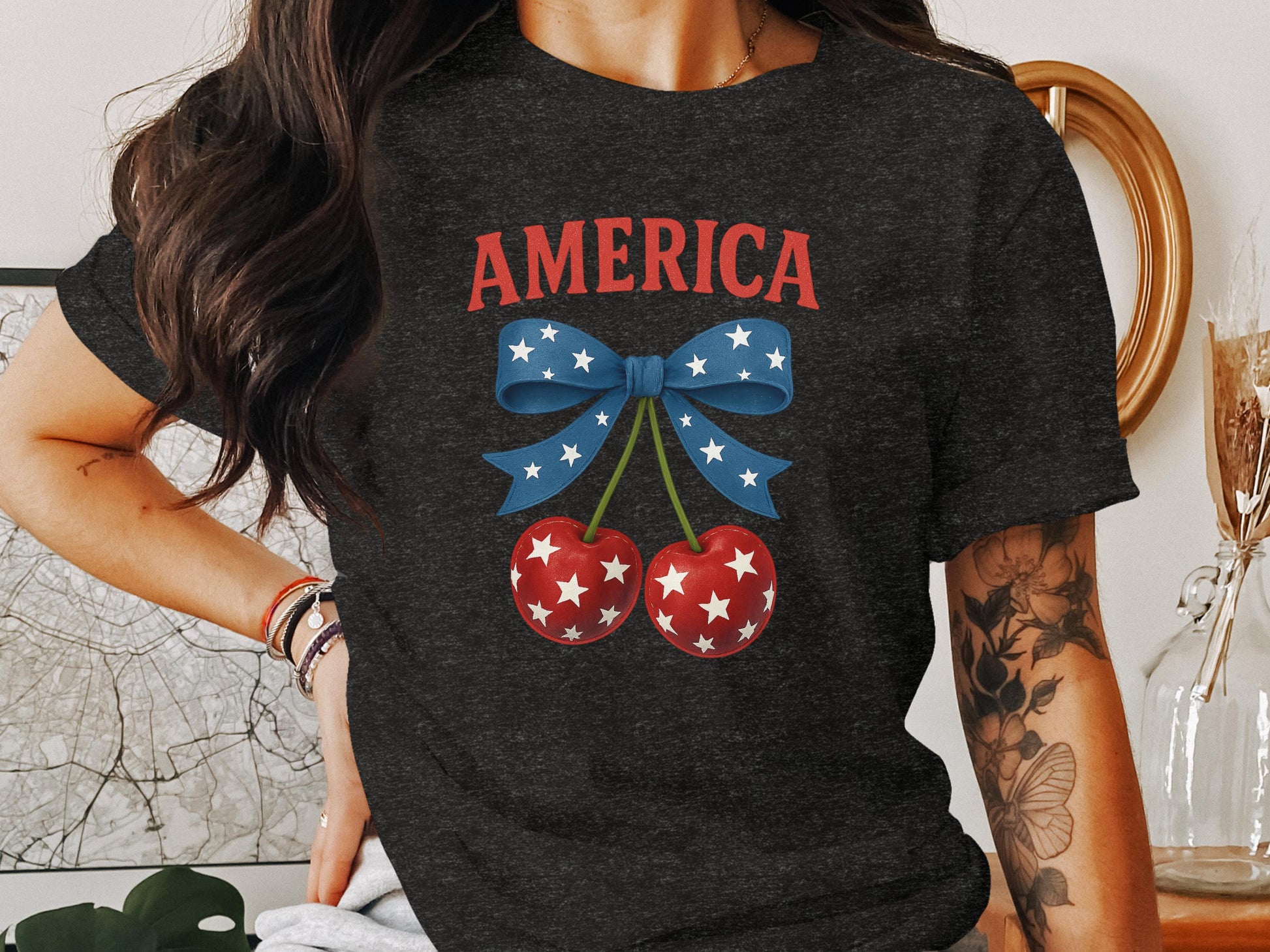 Patriotic Stars and Cherries Graphic Shirt product