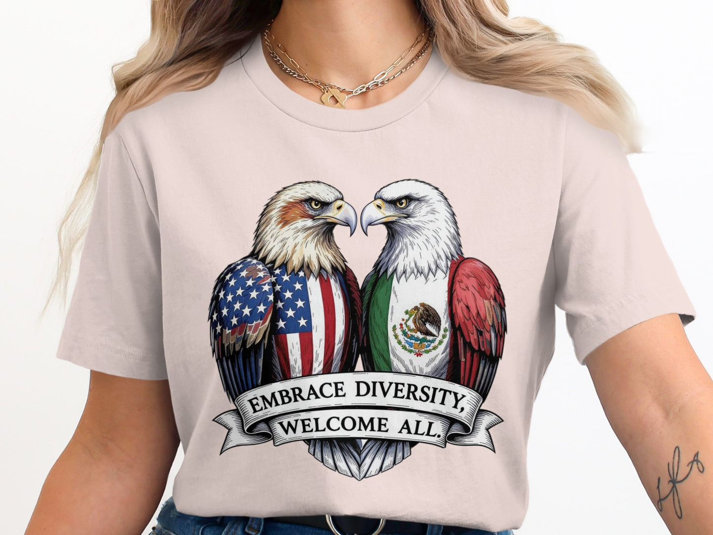 Embrace Diversity Welcome All Eagles Design Shirt