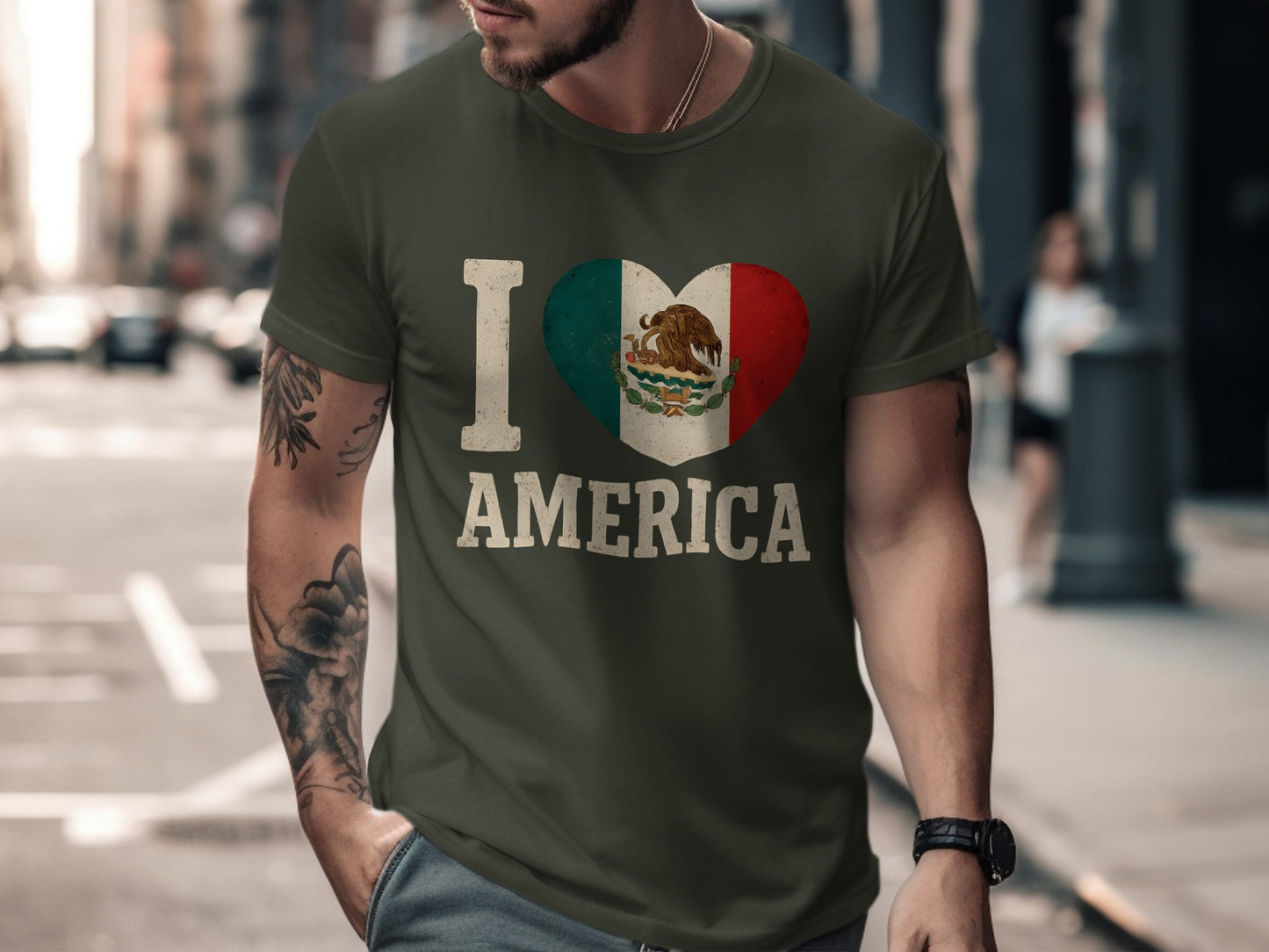 I Heart America with Mexican Flag Design T-shirt product