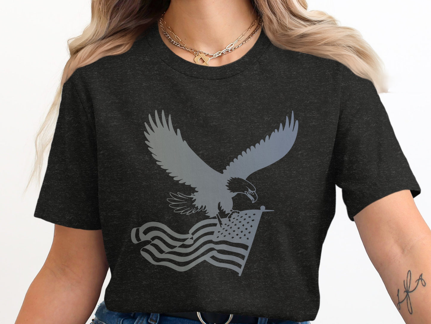 Majestic Eagle and American Flag Graphic on Shirt product type