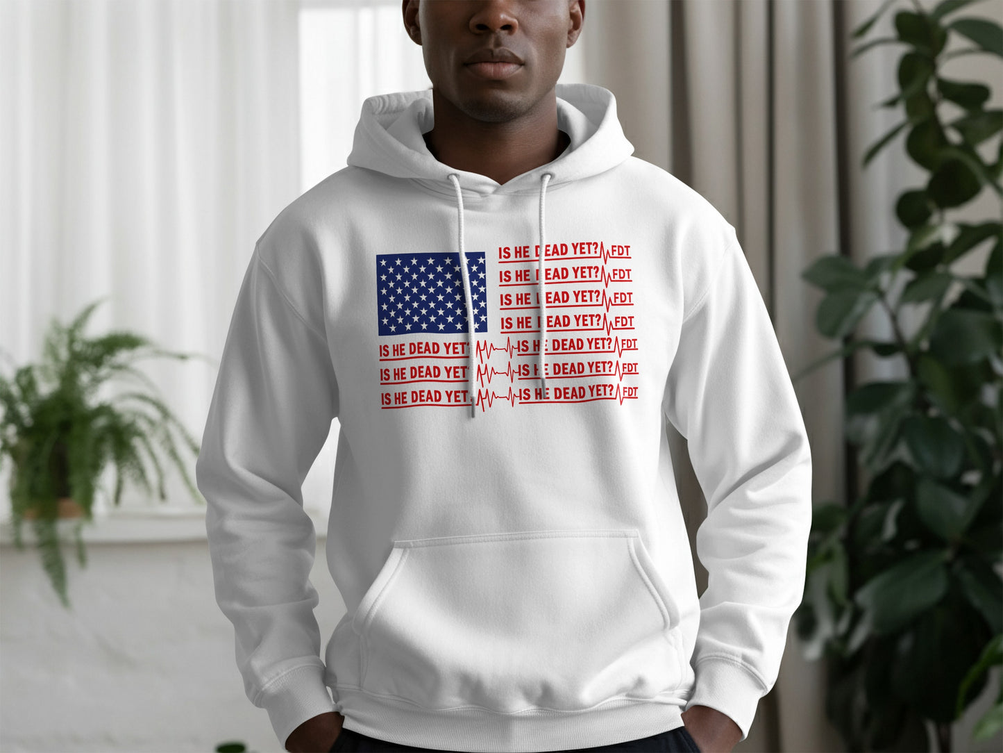 IS HE DEAD YET USA Flag Graphic Hoodie product type
