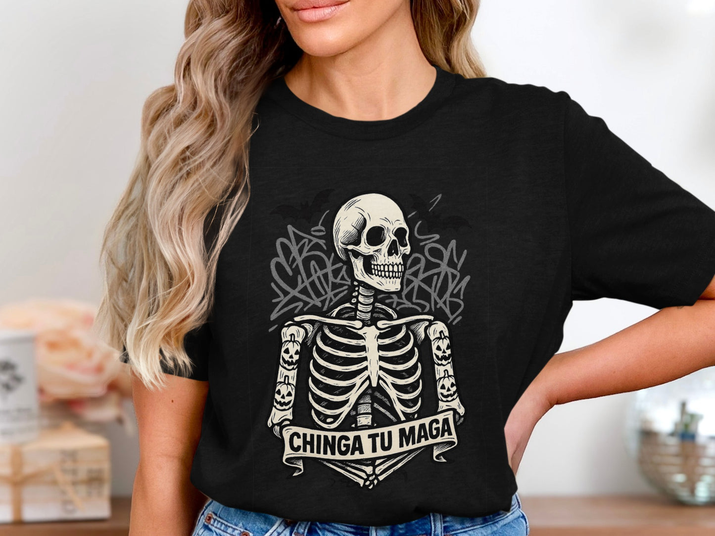 Skull and Graffiti Graphic T-Shirt product